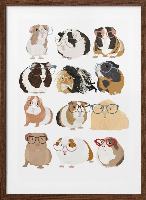 Guinea Pig in Glasses Framed Art Modern Wall Decor