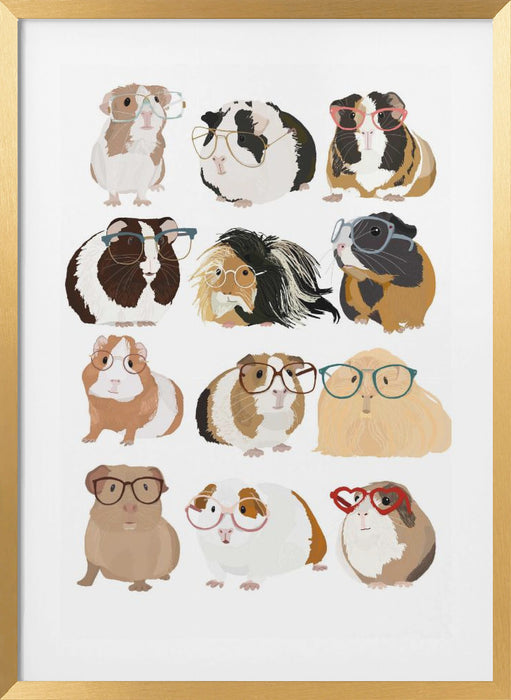 Guinea Pig in Glasses Framed Art Modern Wall Decor