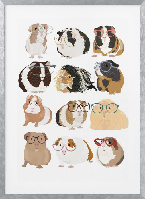 Guinea Pig in Glasses Framed Art Modern Wall Decor