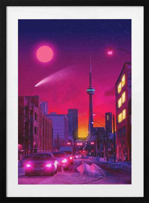 Neon City Framed Art Modern Wall Decor