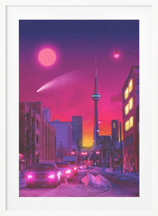 Neon City Framed Art Modern Wall Decor