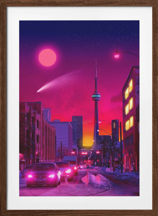 Neon City Framed Art Modern Wall Decor