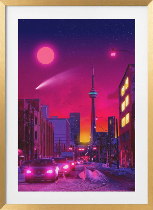 Neon City Framed Art Modern Wall Decor