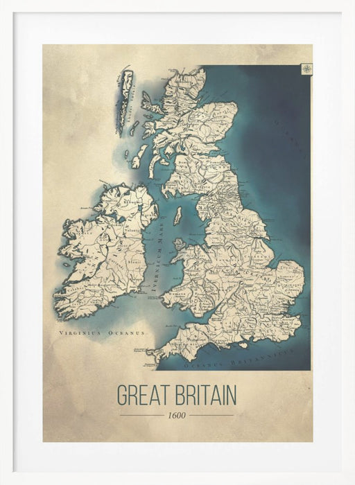 Great Britain map Framed Art Wall Decor