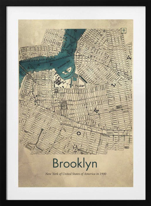 Brooklyn map Framed Art Modern Wall Decor