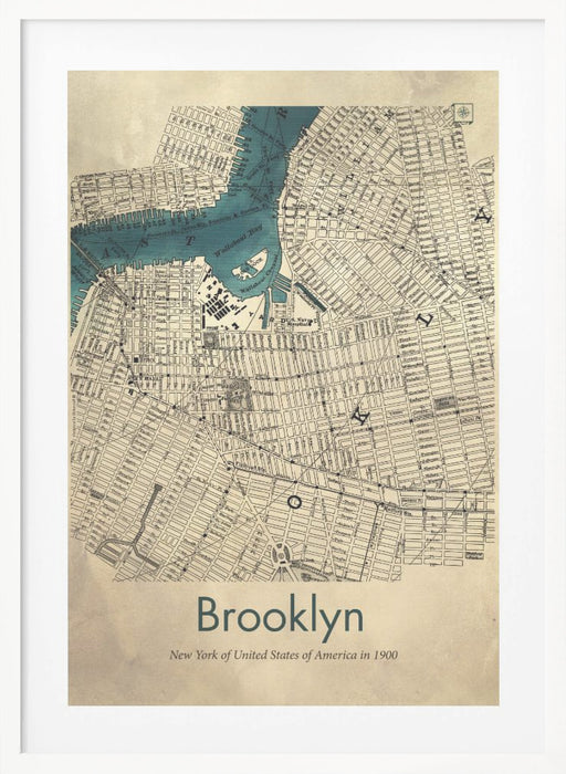 Brooklyn map Framed Art Modern Wall Decor