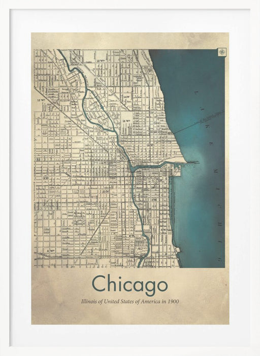 Chicago map Framed Art Modern Wall Decor