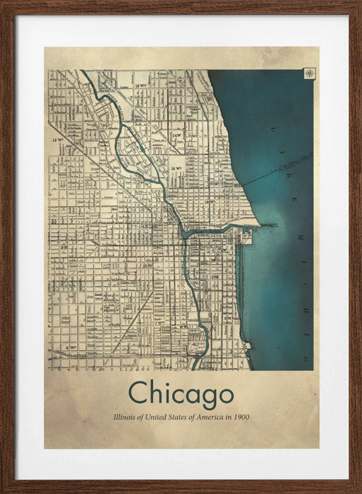 Chicago map Framed Art Modern Wall Decor