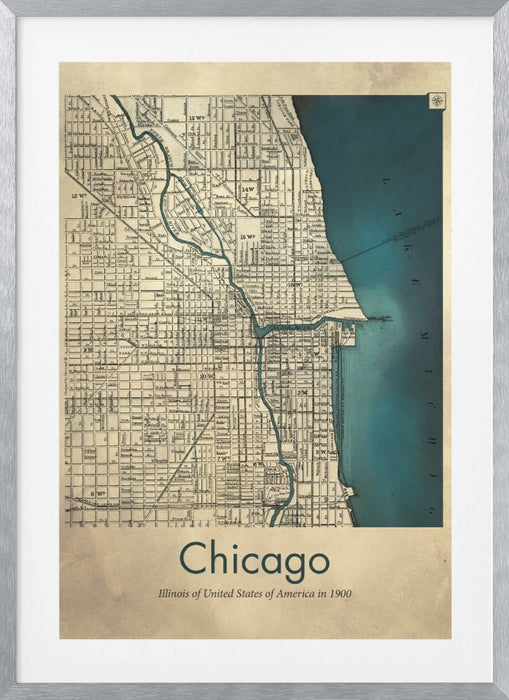 Chicago map Framed Art Modern Wall Decor