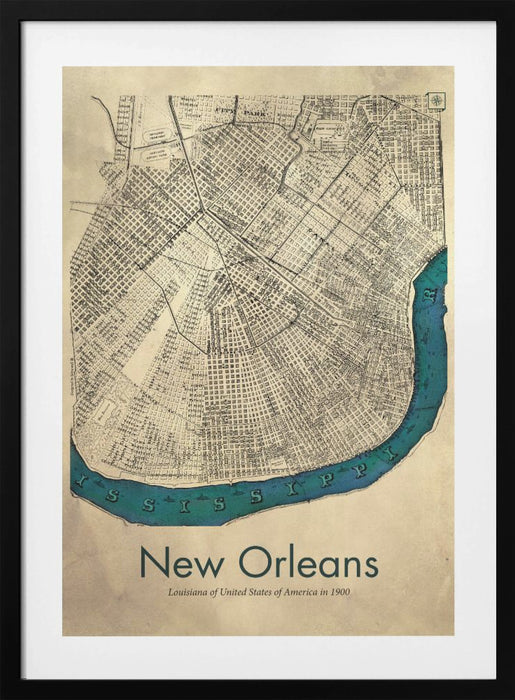 New Orleans map Framed Art Modern Wall Decor