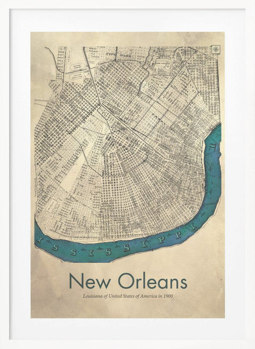 New Orleans map Framed Art Modern Wall Decor