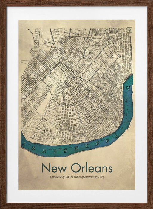 New Orleans map Framed Art Modern Wall Decor