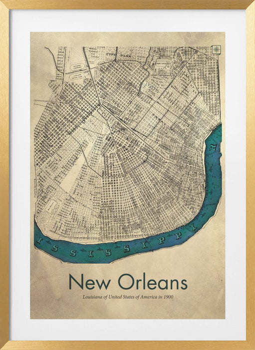 New Orleans map Framed Art Modern Wall Decor