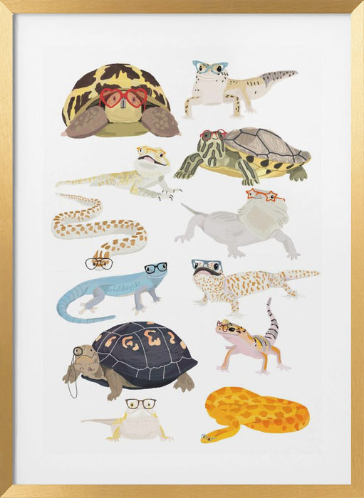 A1 Reptiles In Glasses Framed Art Modern Wall Decor