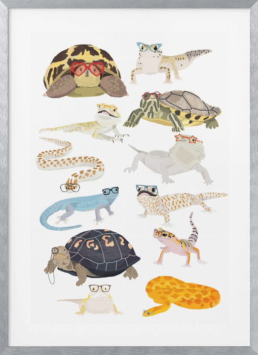 A1 Reptiles In Glasses Framed Art Modern Wall Decor