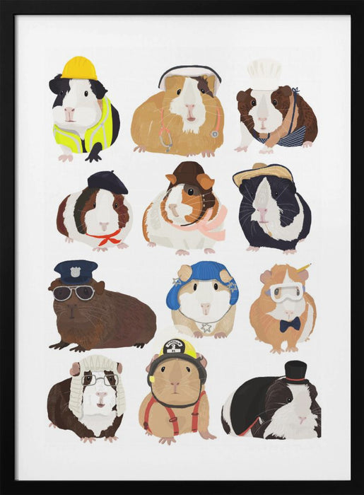 Guinea Pig Working Hr Framed Art Wall Decor