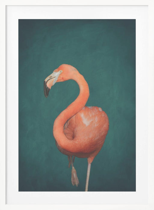 Green Flamingo Framed Art Wall Decor