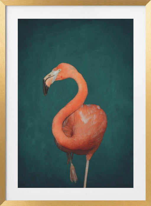 Green Flamingo Framed Art Wall Decor