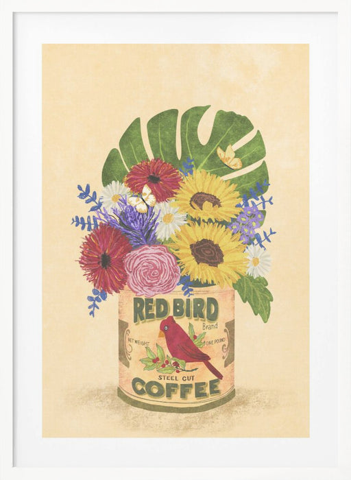 Flowers In a Vintage Coffee Can Framed Art Modern Wall Decor