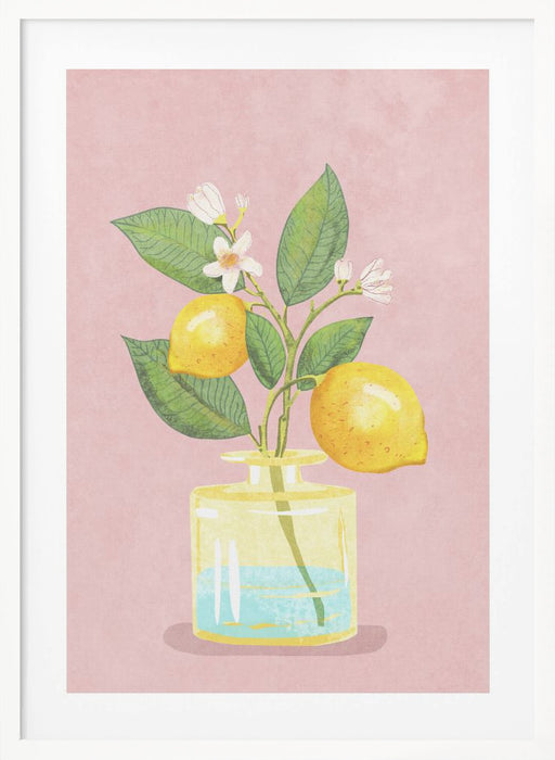 Lemon Bunch In Vase Framed Art Modern Wall Decor