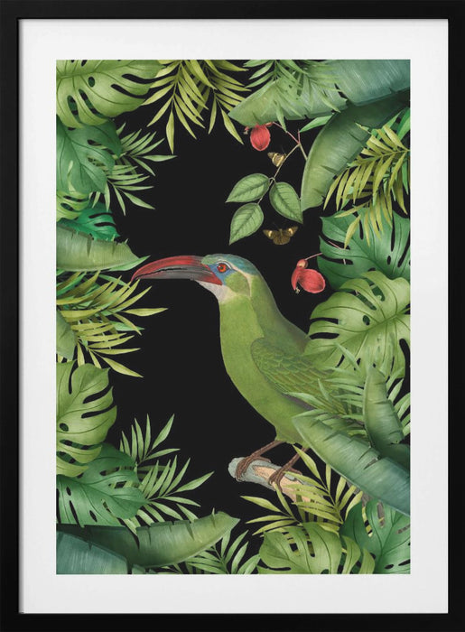 Jungle With Green Toucan Framed Art Modern Wall Decor