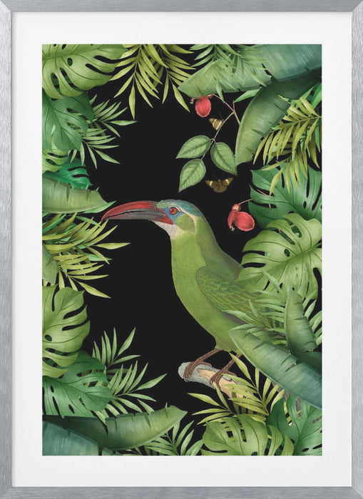 Jungle With Green Toucan Framed Art Modern Wall Decor