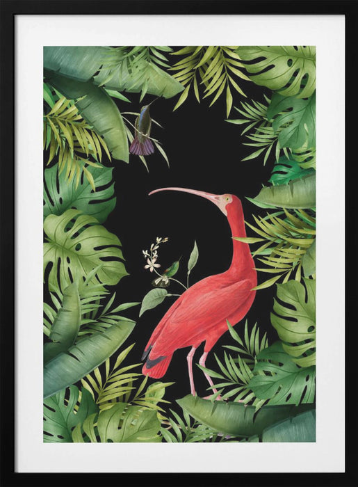 Jungle With Heron Framed Art Wall Decor