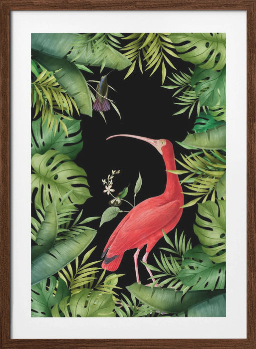 Jungle With Heron Framed Art Wall Decor