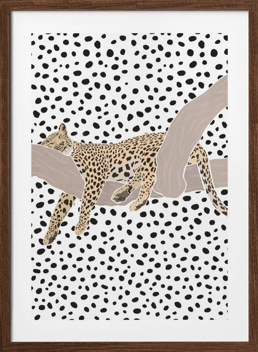 Leopard Sleeping Polkadots Framed Art Wall Decor