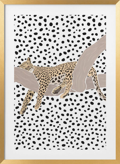 Leopard Sleeping Polkadots Framed Art Wall Decor