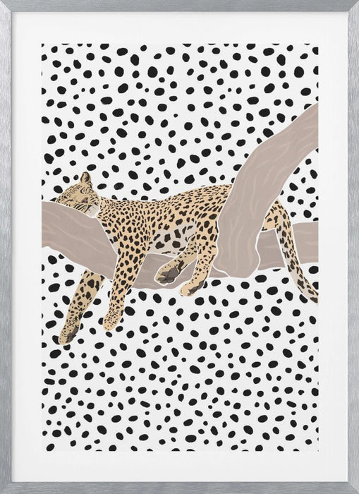 Leopard Sleeping Polkadots Framed Art Wall Decor