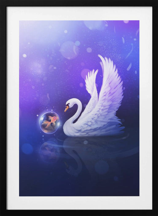 Dark Purle Swan Framed Art Wall Decor