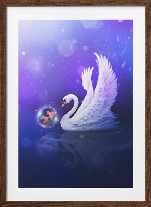 Dark Purle Swan Framed Art Wall Decor