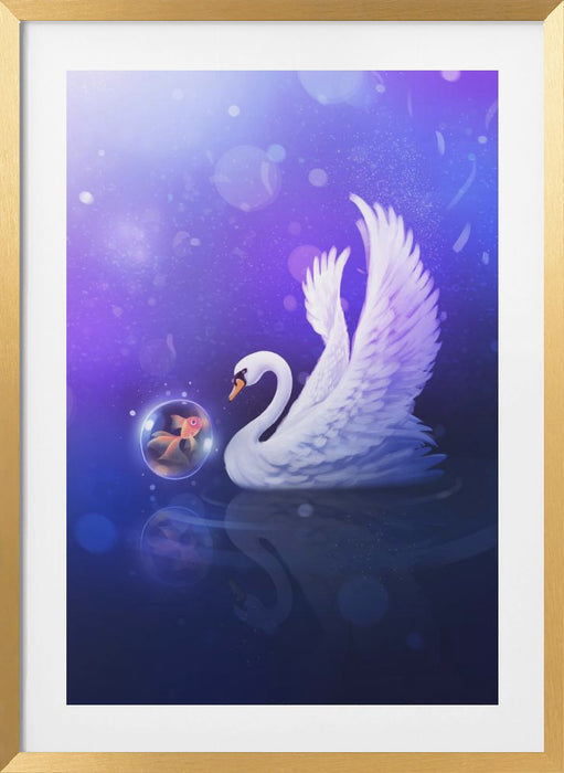 Dark Purle Swan Framed Art Wall Decor