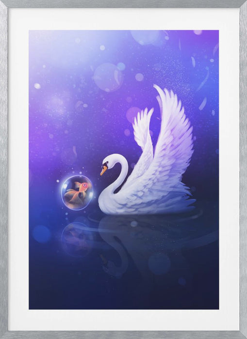 Dark Purle Swan Framed Art Wall Decor