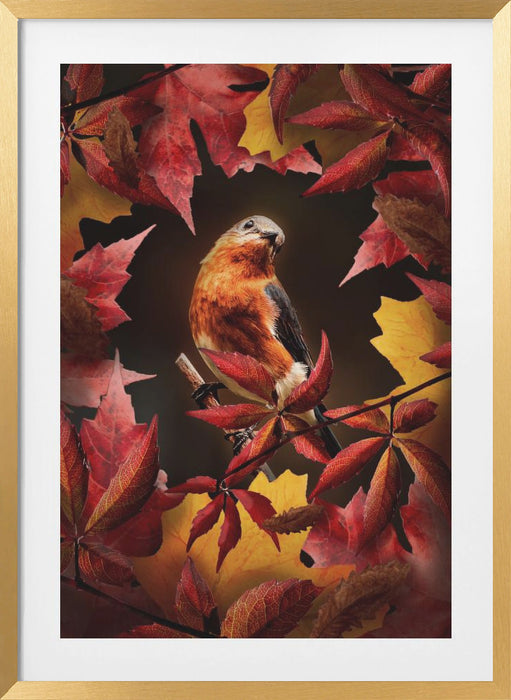 Bird Autumn Framed Art Modern Wall Decor