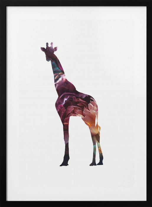 Flower Giraffe Framed Art Modern Wall Decor