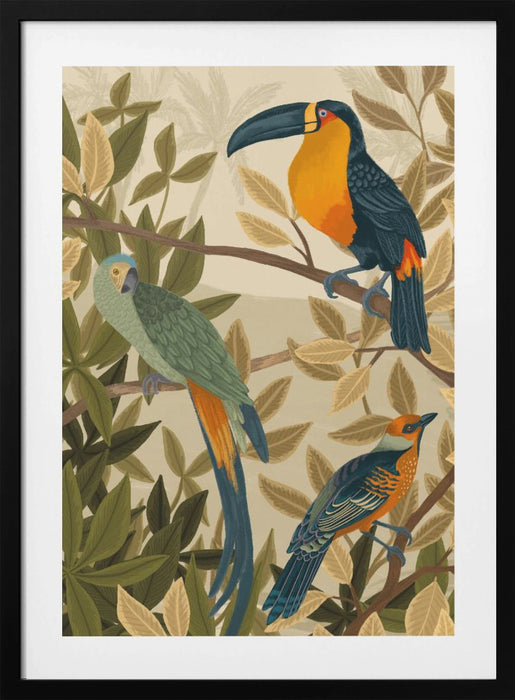 Paradise Birds Framed Art Wall Decor