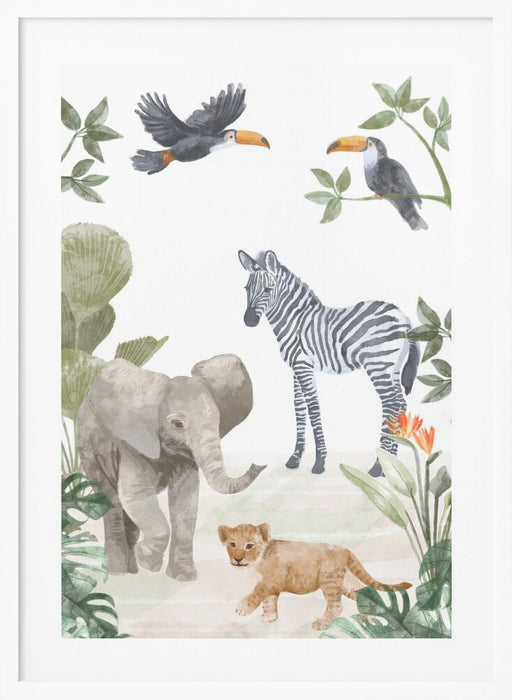 Jungle Babies Framed Art Wall Decor