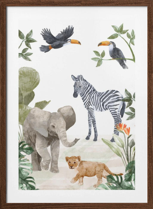 Jungle Babies Framed Art Wall Decor