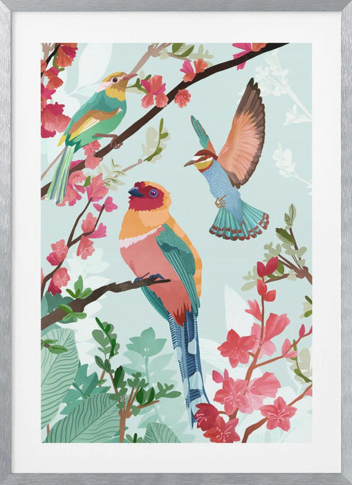 Birds of Summer Framed Art Wall Decor