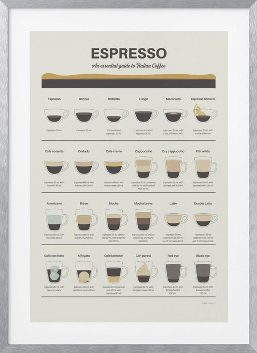 Espresso Guide Framed Art Modern Wall Decor