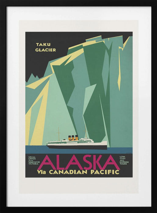 Alaska Via Canadian Pacific. Taku Glacier Framed Art Modern Wall Decor