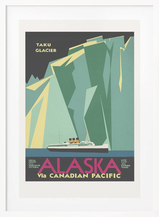 Alaska Via Canadian Pacific. Taku Glacier Framed Art Modern Wall Decor