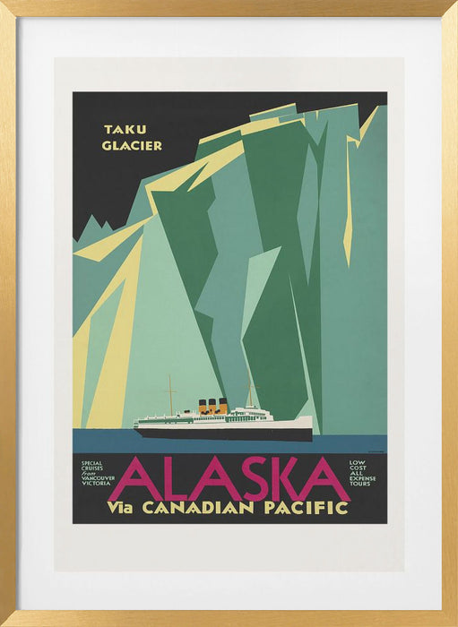 Alaska Via Canadian Pacific. Taku Glacier Framed Art Modern Wall Decor