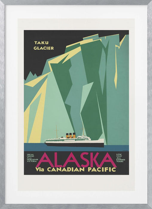 Alaska Via Canadian Pacific. Taku Glacier Framed Art Modern Wall Decor