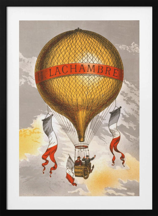 Balloon Labeled With Two Men Riding In the Basket 1880 Framed Art Wall Decor