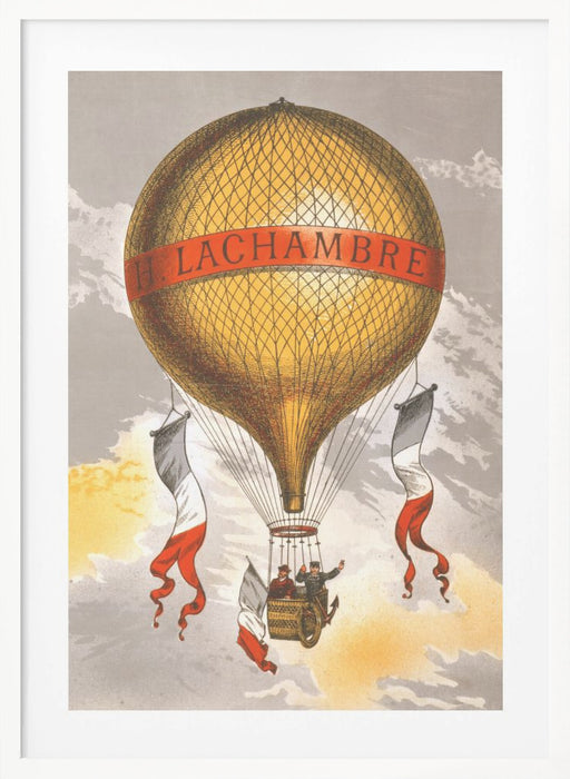 Balloon Labeled With Two Men Riding In the Basket 1880 Framed Art Wall Decor