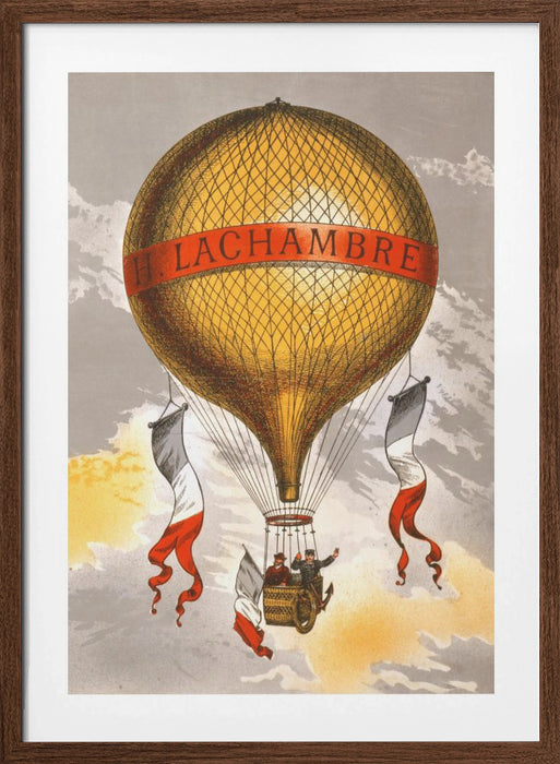 Balloon Labeled With Two Men Riding In the Basket 1880 Framed Art Wall Decor