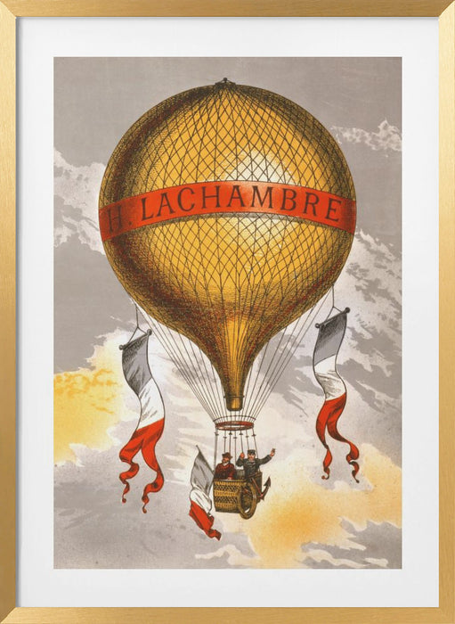 Balloon Labeled With Two Men Riding In the Basket 1880 Framed Art Wall Decor